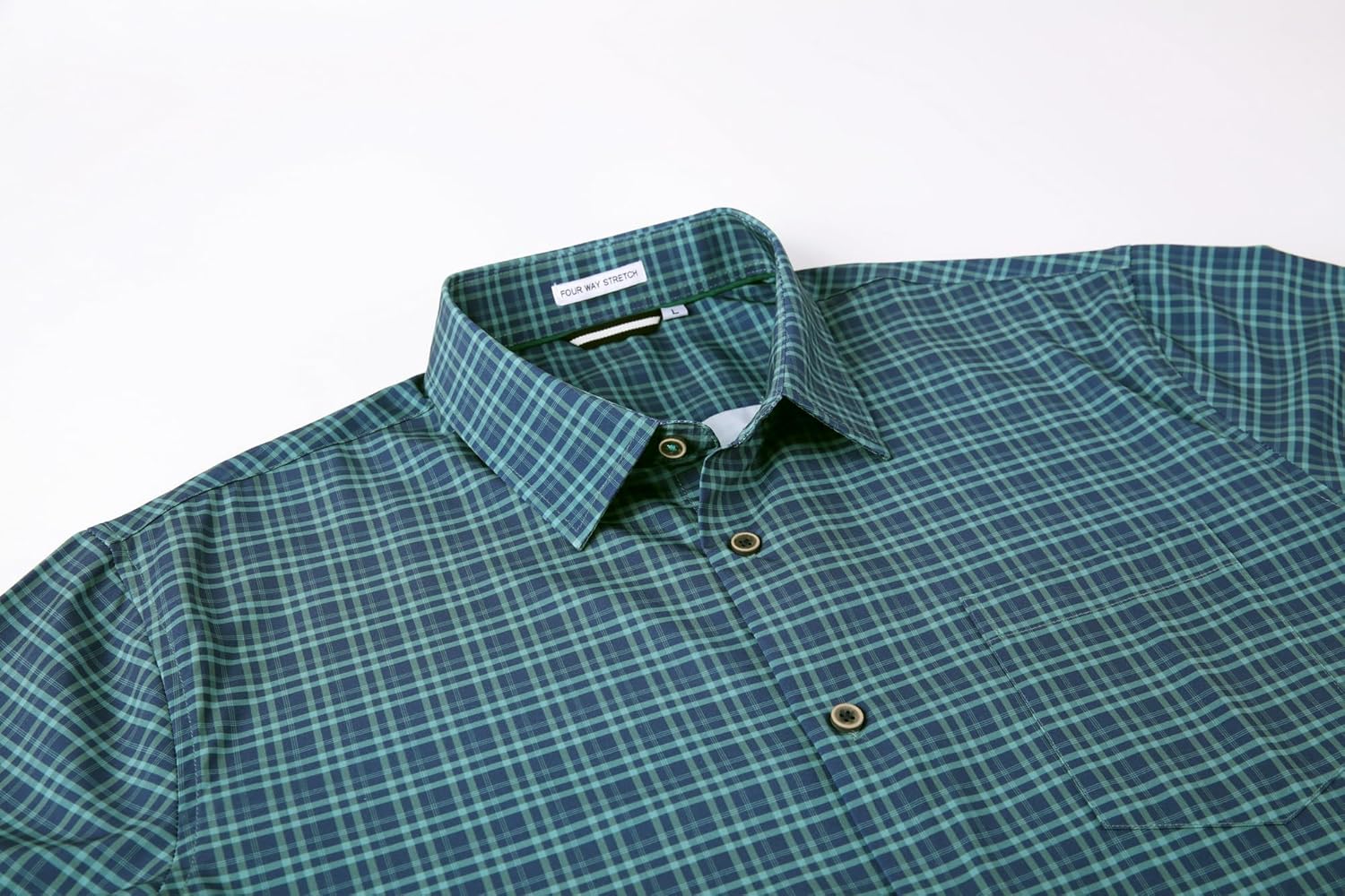Alex Vando Mens Button Down Shirts Wrinkle Free 4-Way Stretch Short Sleeve Business Casual Shirt