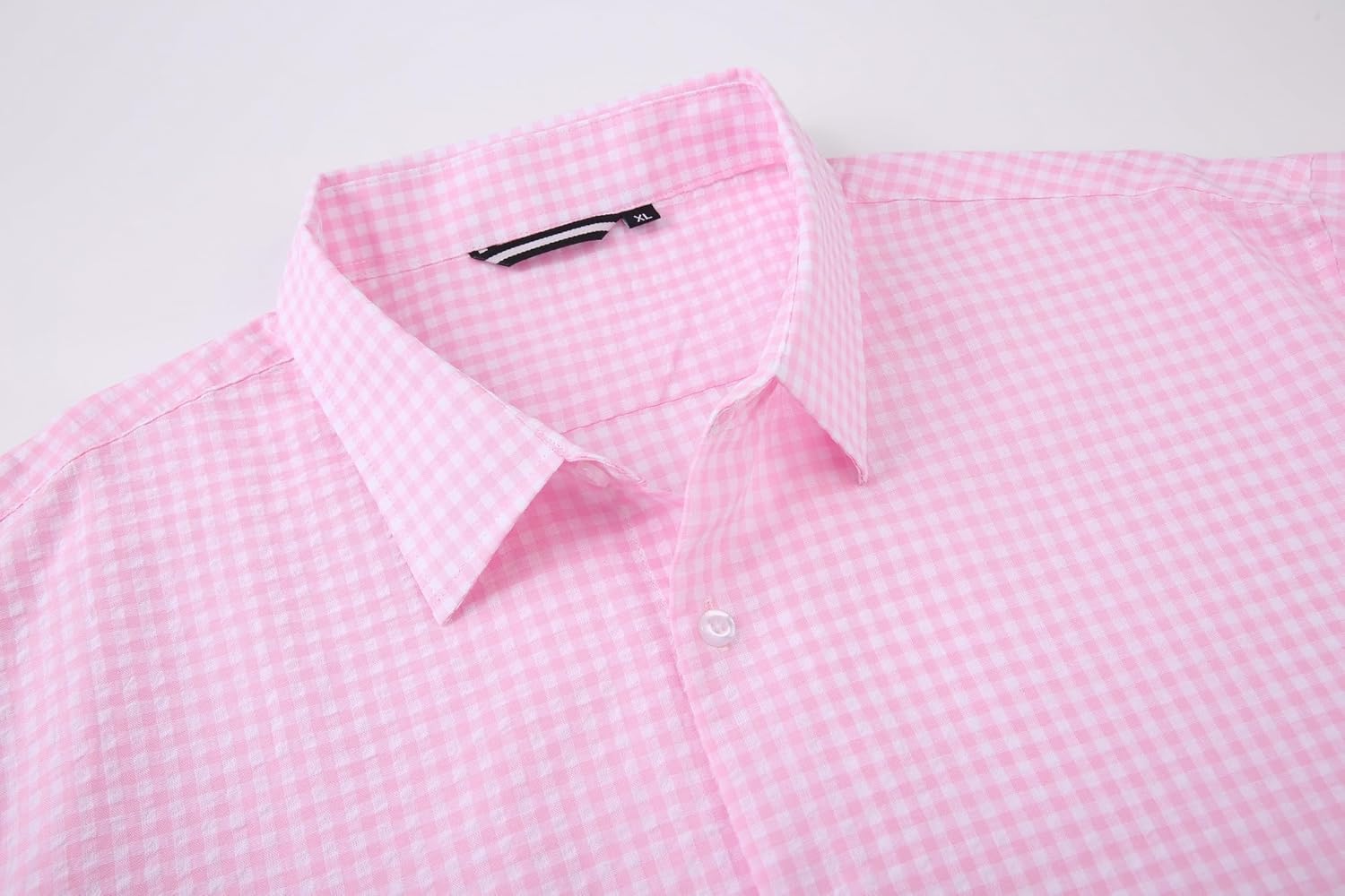 Alex Vando Mens Seersucker Dress Shirts Striped Business Casual Cotton Shirts for Men