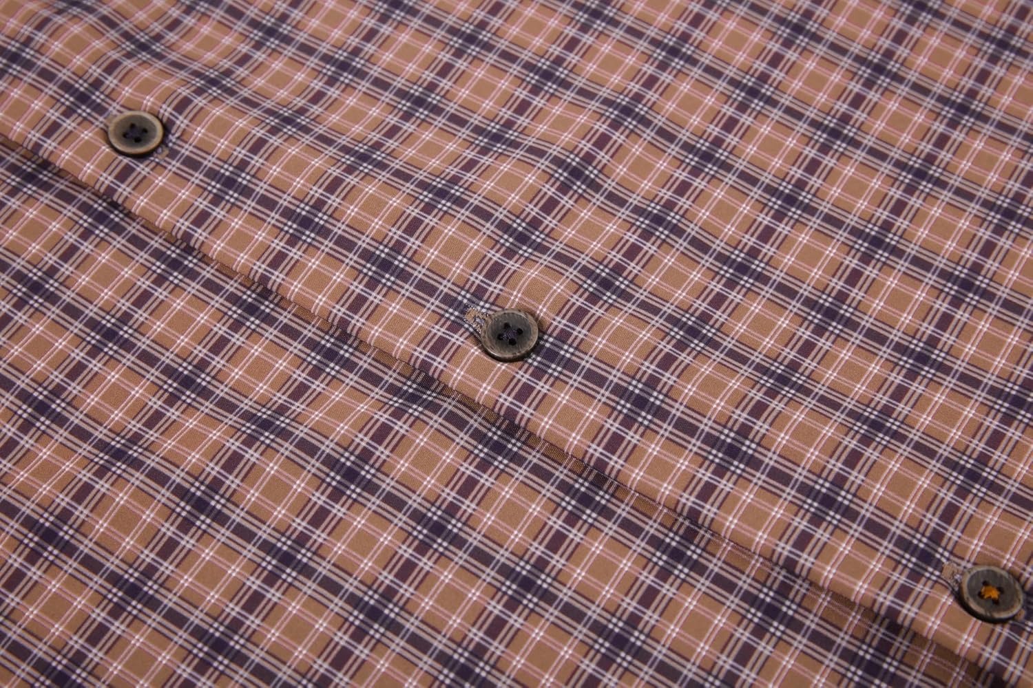 Alex Vando Mens Button Down Shirts Wrinkle Free 4-Way Stretch Print Business Casual Shirt