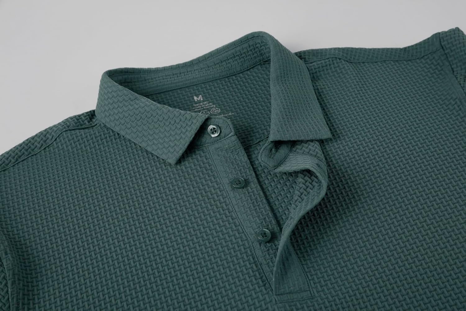 Alex Vando Mens Bubble Jacquard Polo Shirt Super Stretch Short Sleeve Polo Shirts for Men