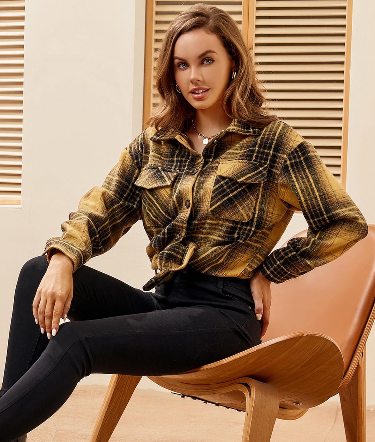 Alex Vando Womens Flannel Shirt Regular Long Sleeve Button Down Flannel Shirts for Women