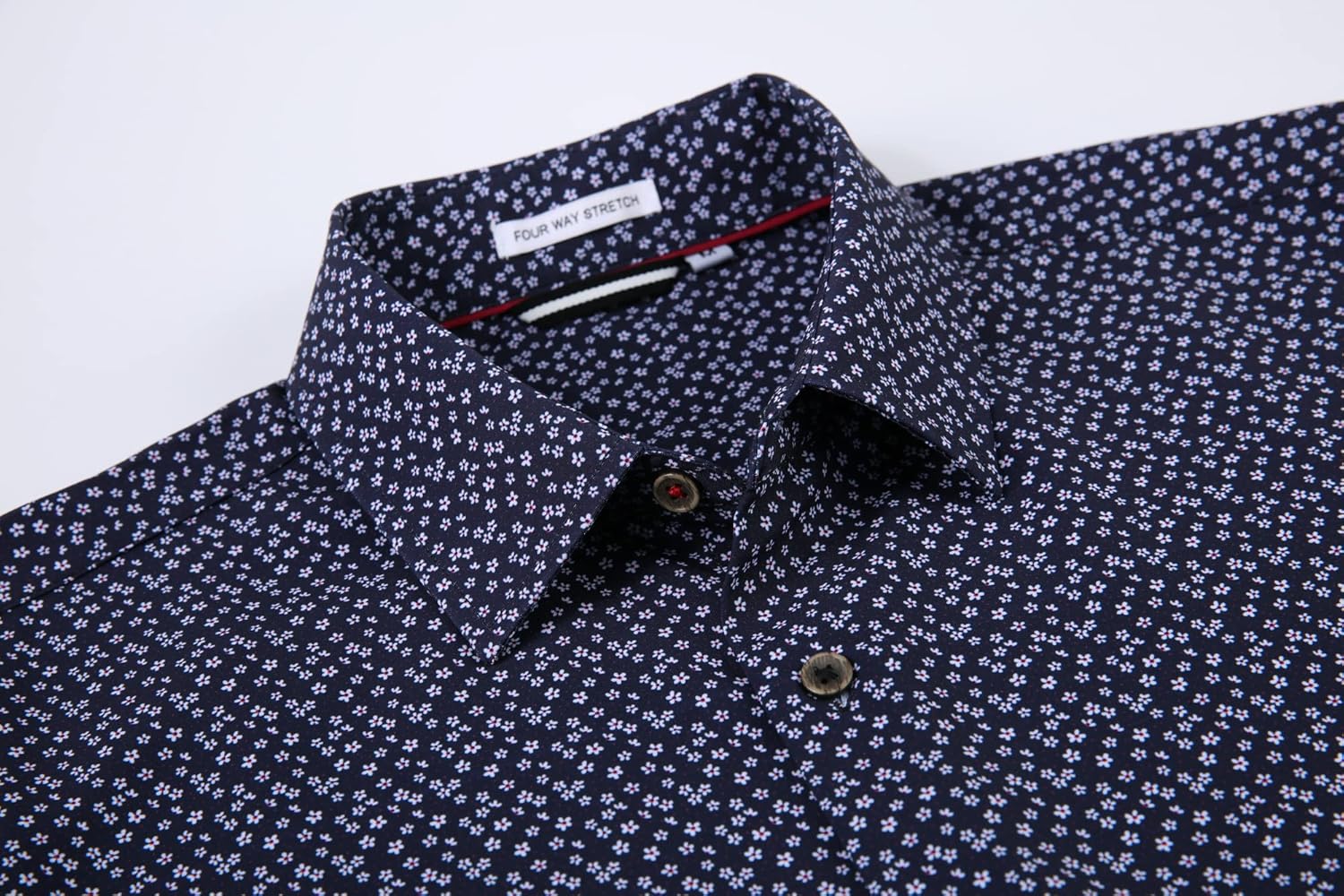 Alex Vando Mens Button Down Shirts Wrinkle Free 4-Way Stretch Print Business Casual Shirt