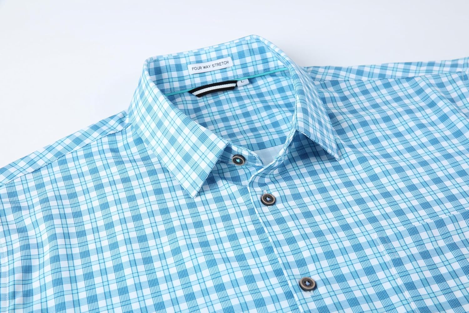 Alex Vando Mens Button Down Shirts Wrinkle Free 4-Way Stretch Short Sleeve Business Casual Shirt