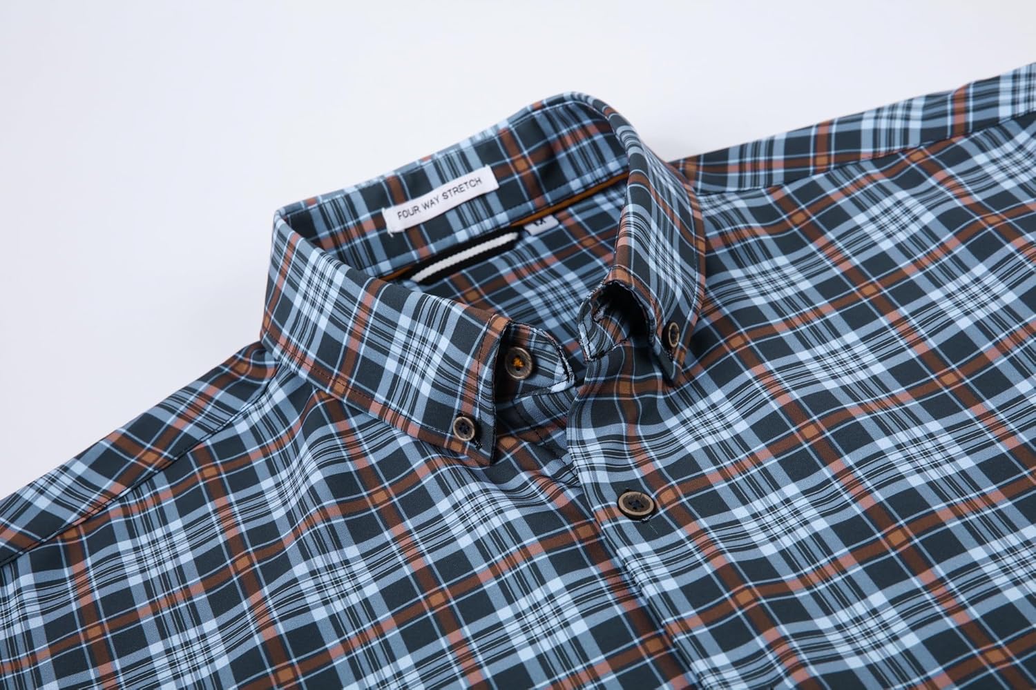 Alex Vando Mens Button Down Shirts Wrinkle Free 4-Way Stretch Print Business Casual Shirt