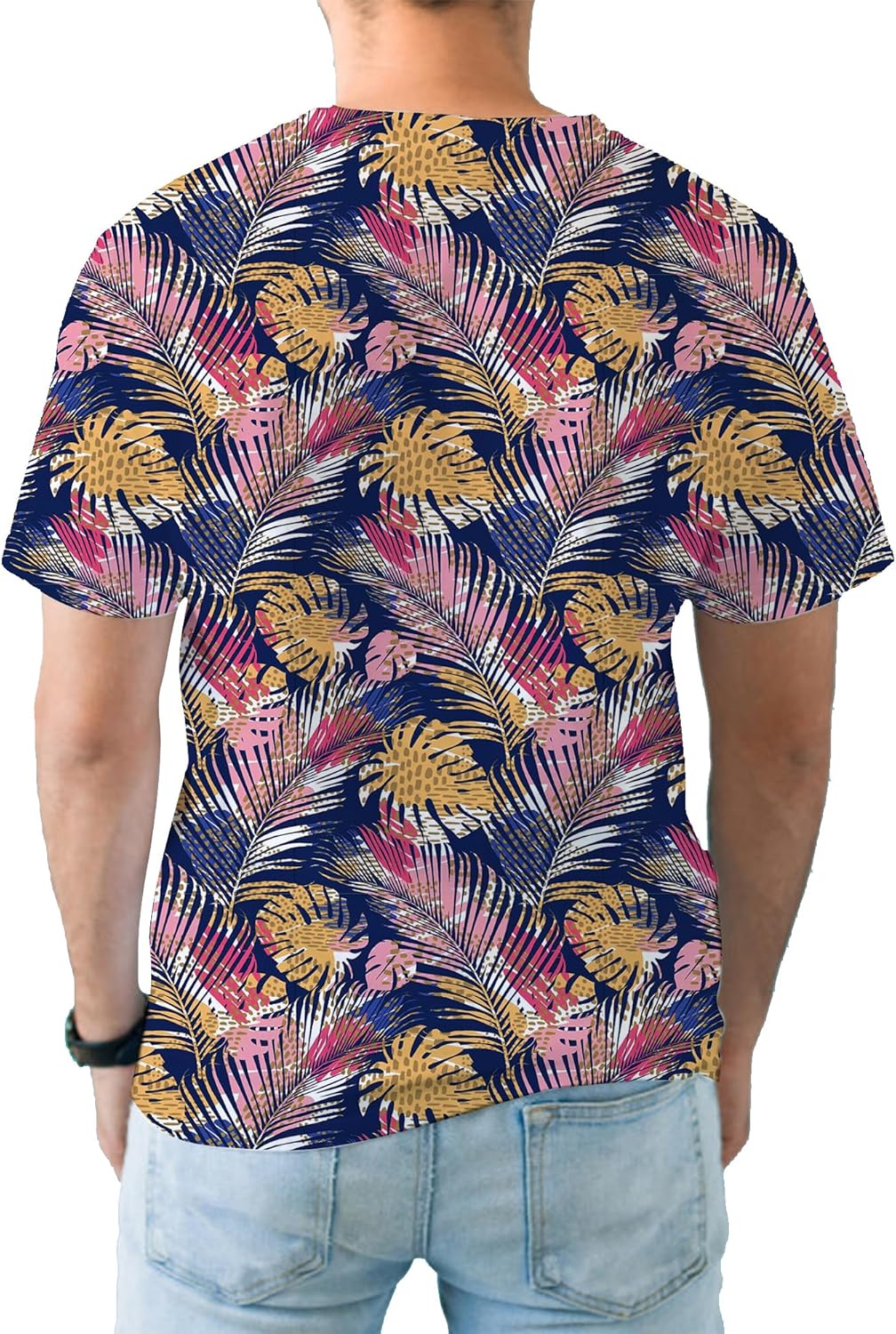 Alex Vando Mens Tie-Dye Printed 4-Way Stretch T-Shirts Short Sleeve Casual Shirt for Men