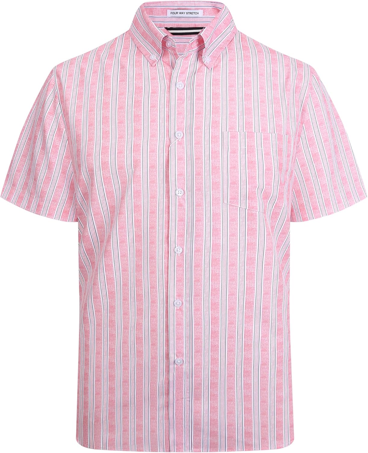 Alex Vando Mens Button Down Shirts Wrinkle Free 4-Way Stretch Short Sleeve Business Casual Shirt