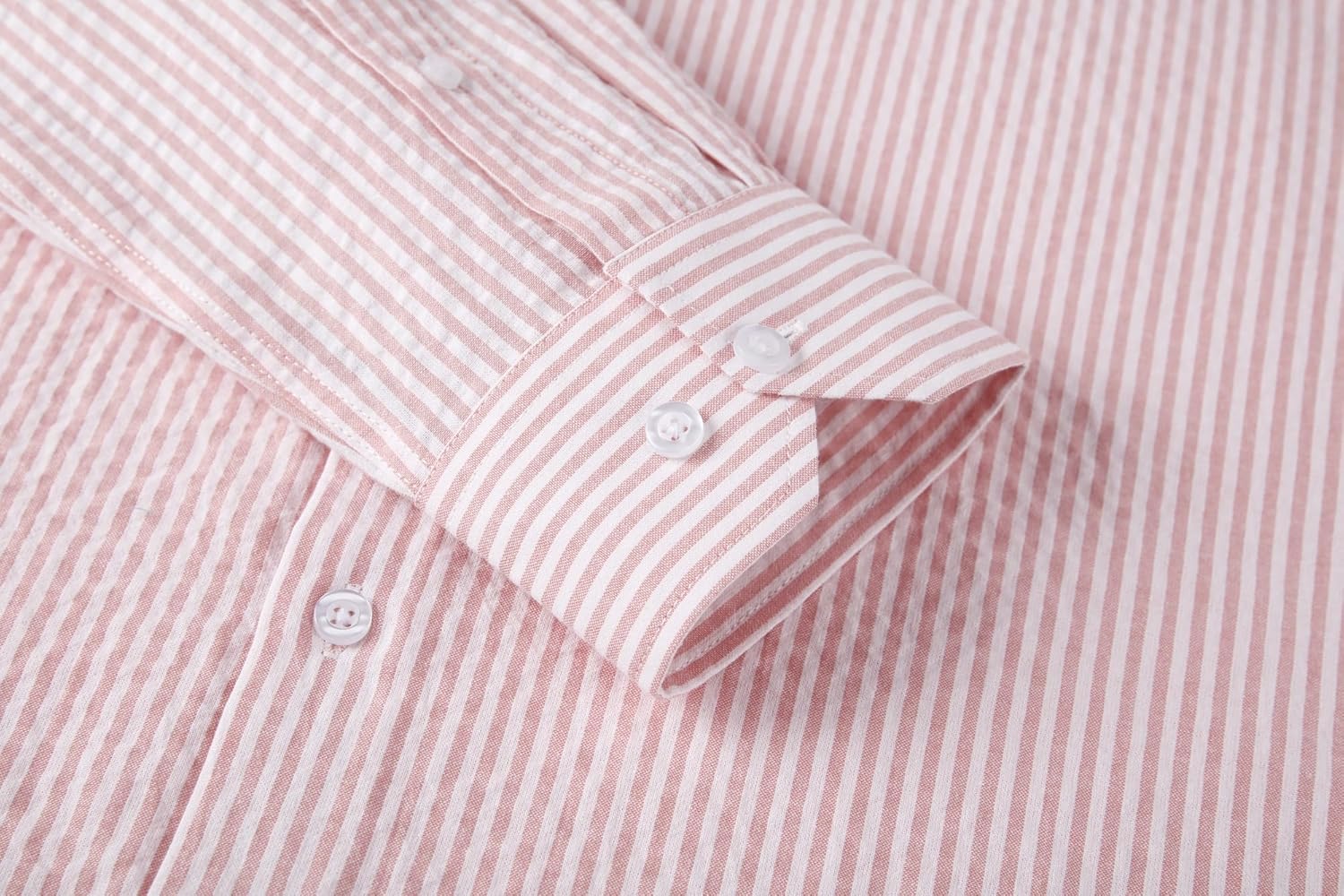 Alex Vando Mens Seersucker Dress Shirts Striped Business Casual Cotton Shirts for Men