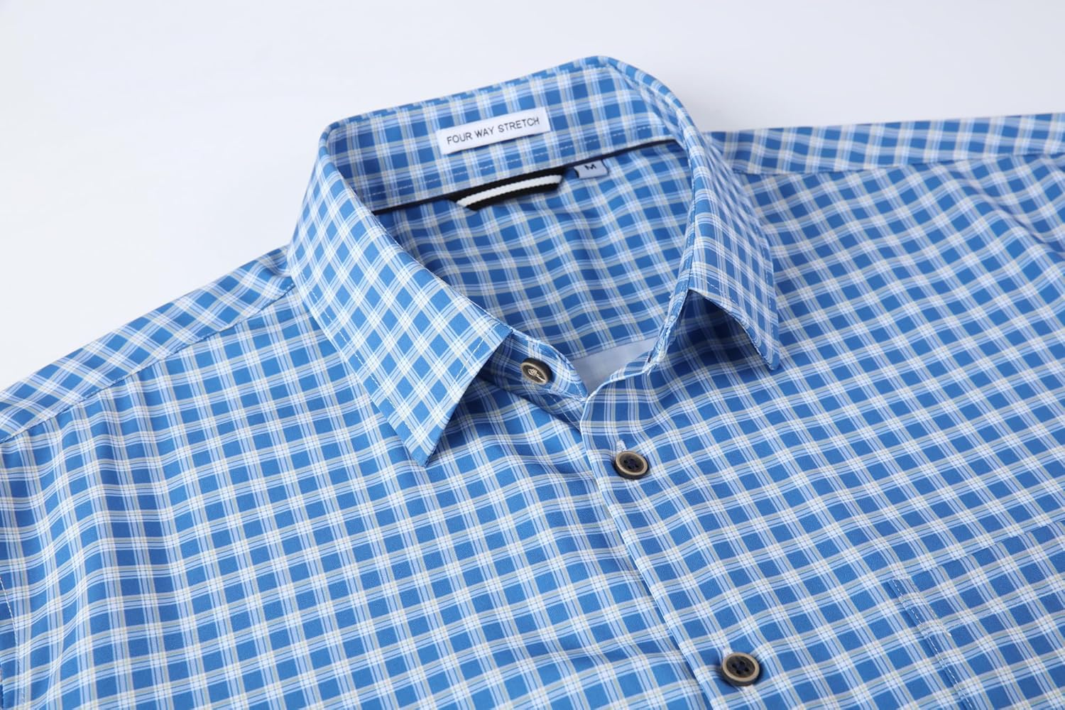 Alex Vando Mens Button Down Shirts Wrinkle Free 4-Way Stretch Short Sleeve Business Casual Shirt