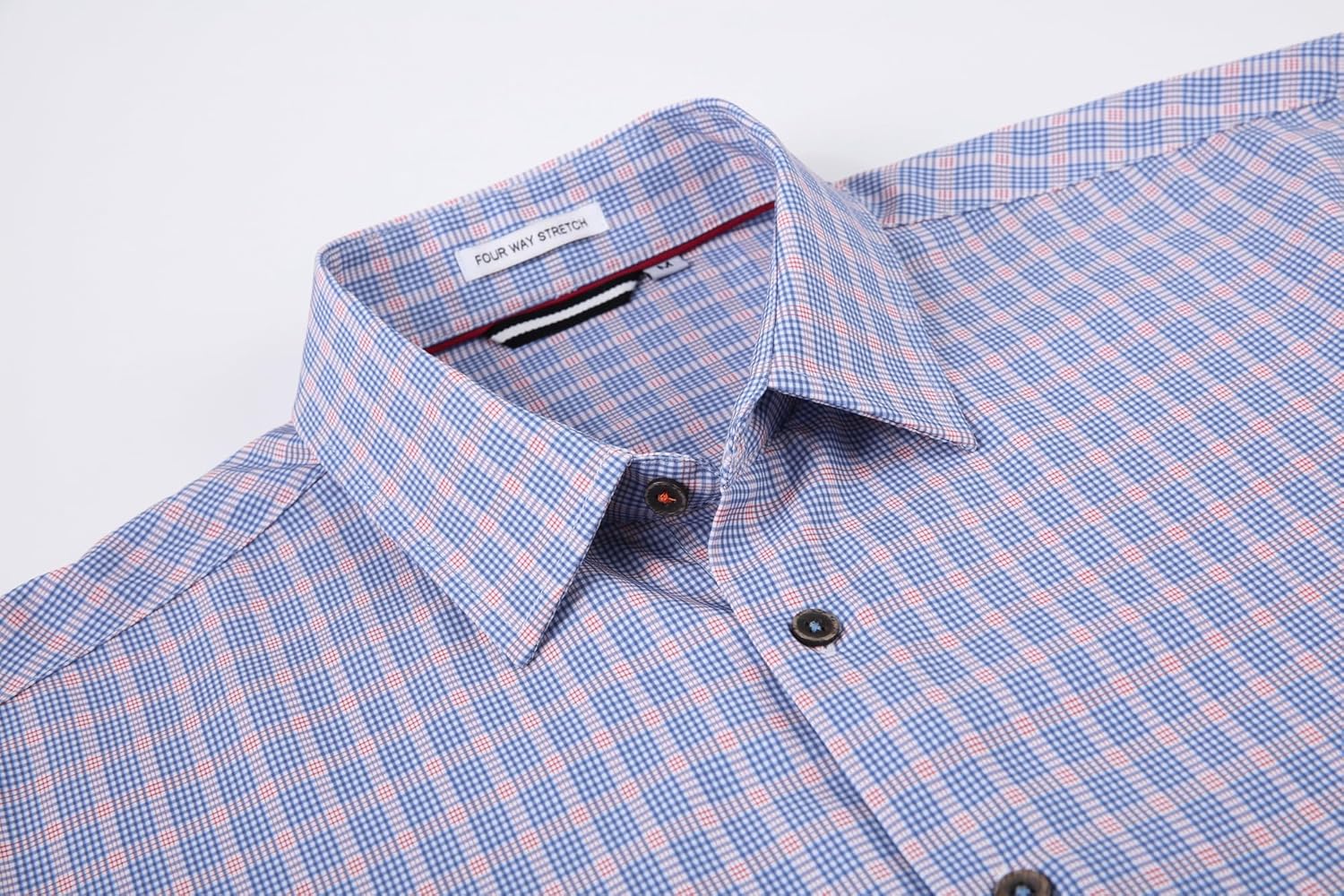 Alex Vando Mens Button Down Shirts Wrinkle Free 4-Way Stretch Print Business Casual Shirt
