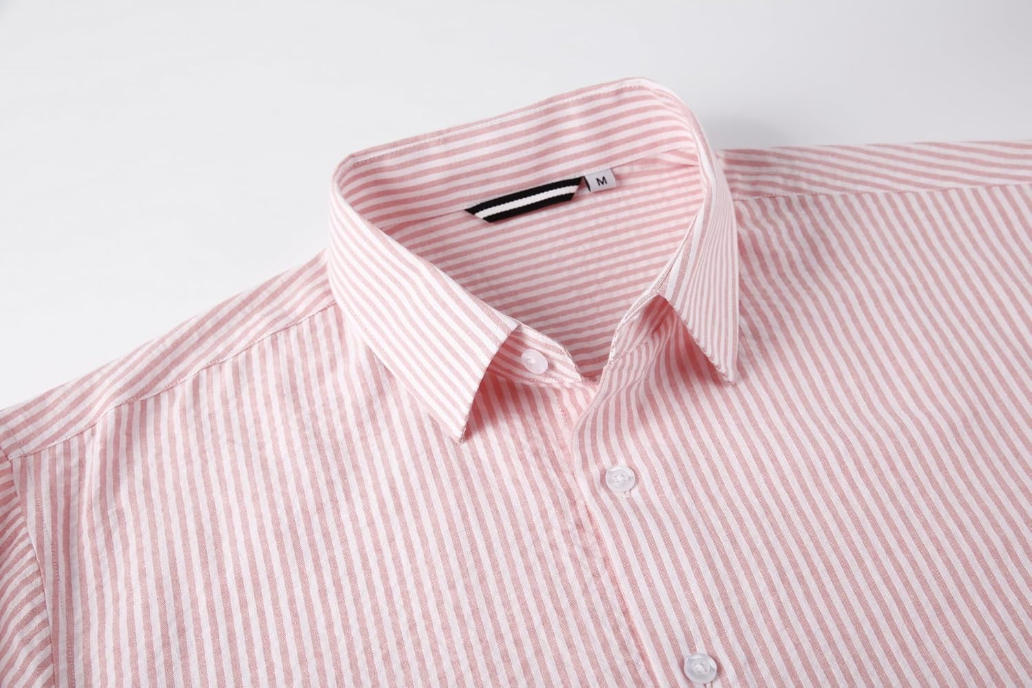 Alex Vando Mens Seersucker Dress Shirts Striped Business Casual Cotton Shirts for Men