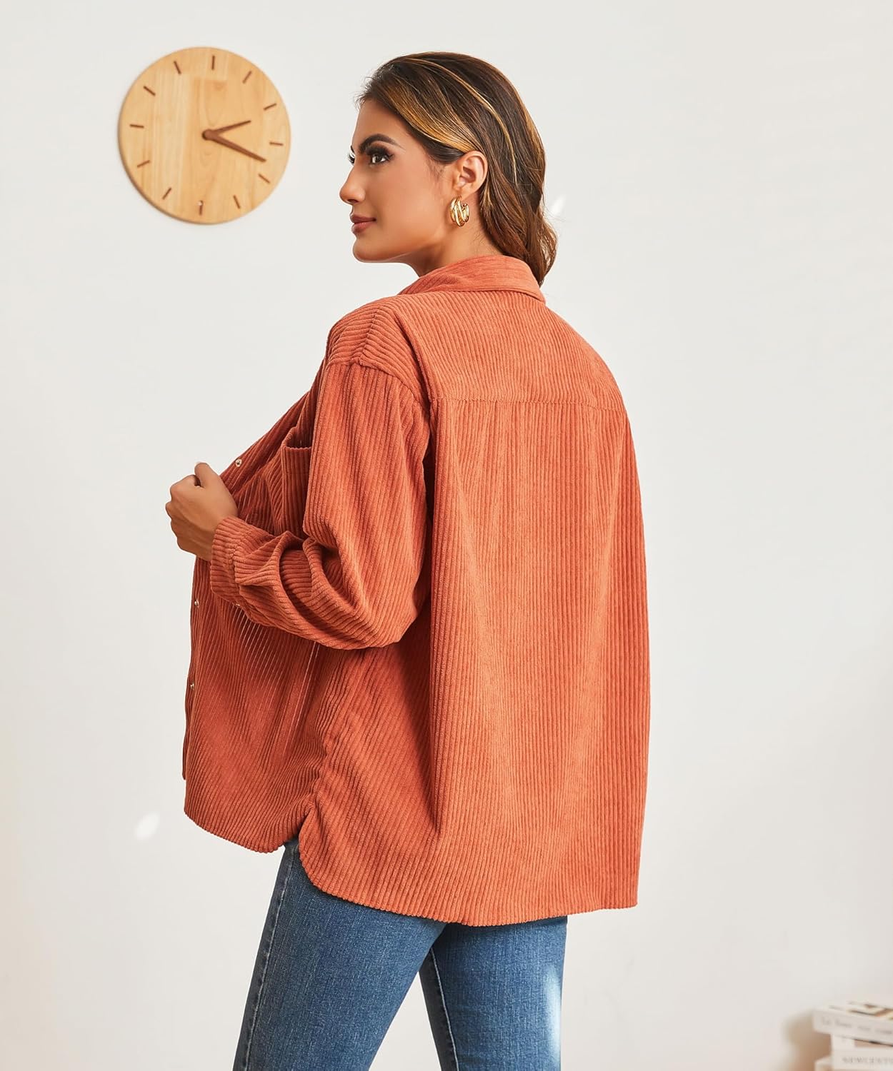 Alex Vando Womens Corduroy Shirts Long Sleeve Soft Boyfriend Button Down Shirts for Women