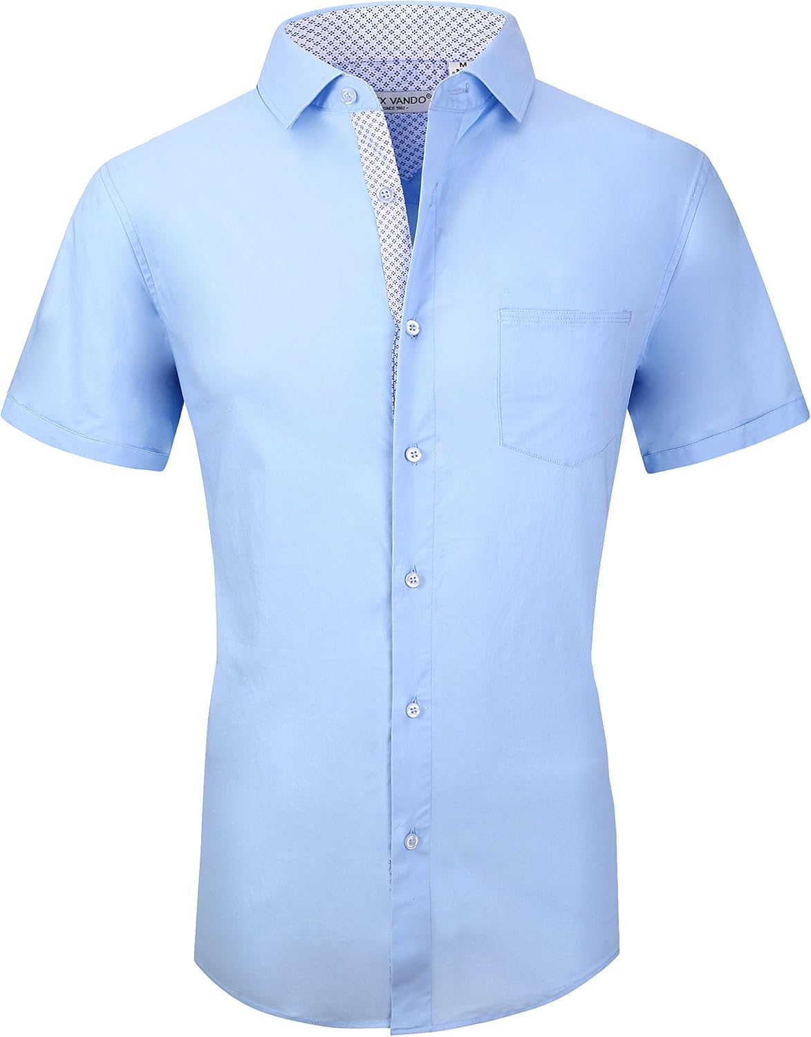 Alex Vando Mens Dress Shirts 4-Way Stretch Wrinkle Free Regular Fit Short Sleeve Men Button Down Shirt