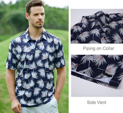 Alex Vando Mens Golf Shirt Moisture Wicking Quick-Dry Print Performance Polo Shirts for Men