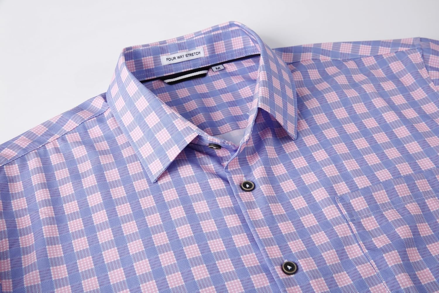 Alex Vando Mens Button Down Shirts Wrinkle Free 4-Way Stretch Print Business Casual Shirt
