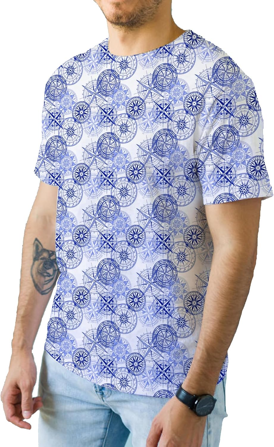 Alex Vando Mens Tie-Dye Printed 4-Way Stretch T-Shirts Short Sleeve Casual Shirt for Men