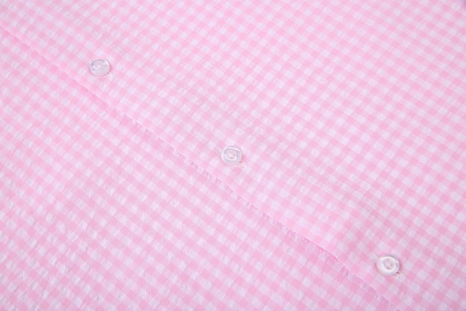 Alex Vando Mens Seersucker Dress Shirts Striped Business Casual Cotton Shirts for Men
