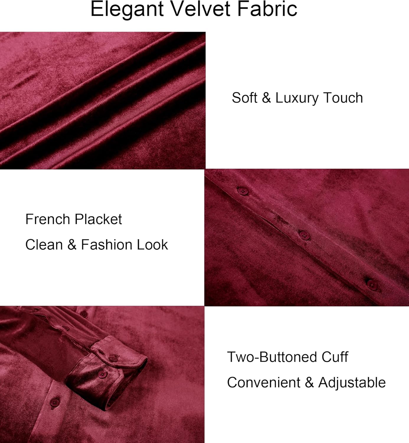 Alex Vando Mens Velvet Shirts Regular Fit Long Sleeve Soft Stretch Casual Button Down Shirt