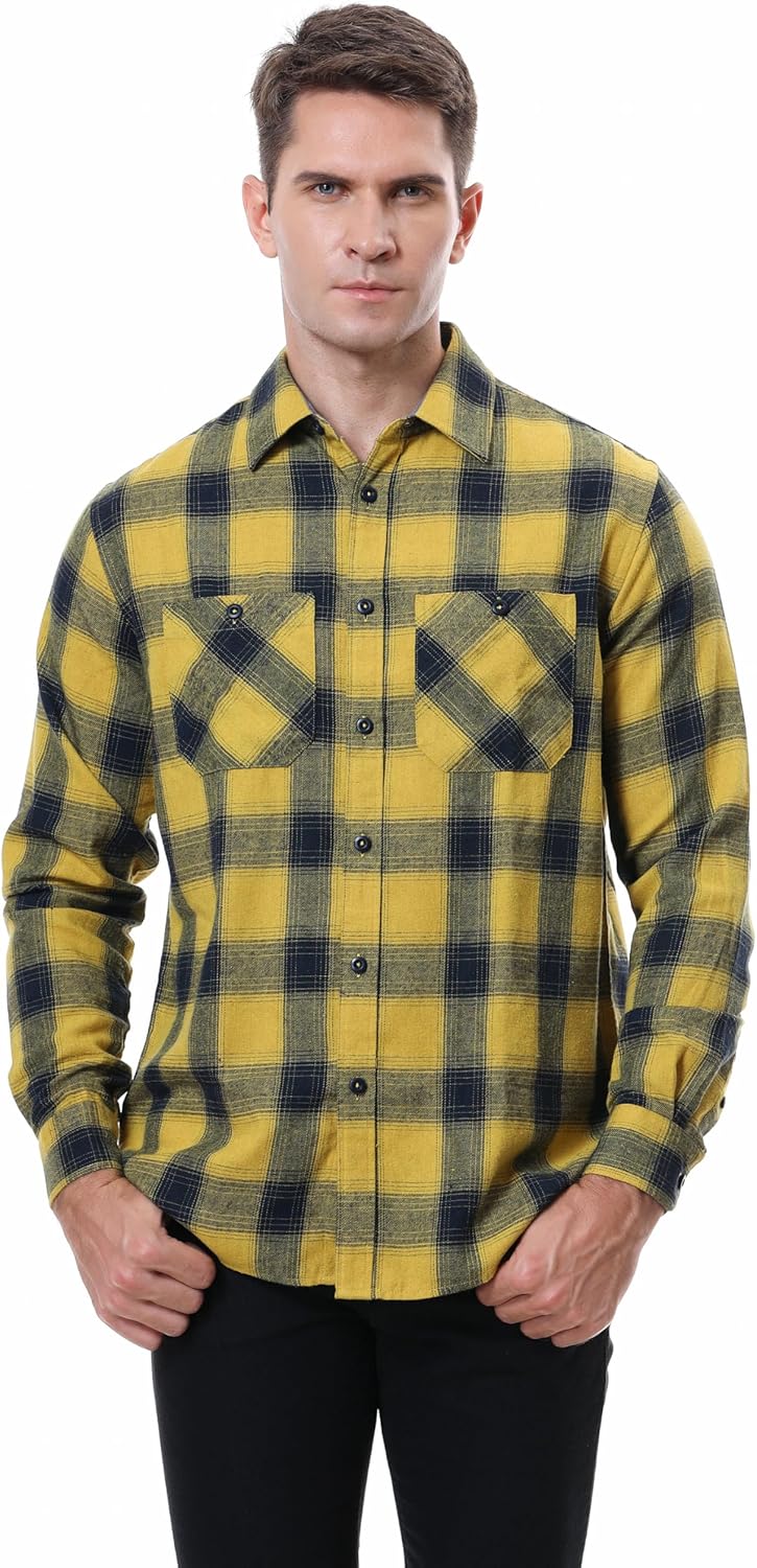 Alex Vando Mens Button Down Shirts Regular Fit Long Sleeve Casual Plaid Flannel Shirt