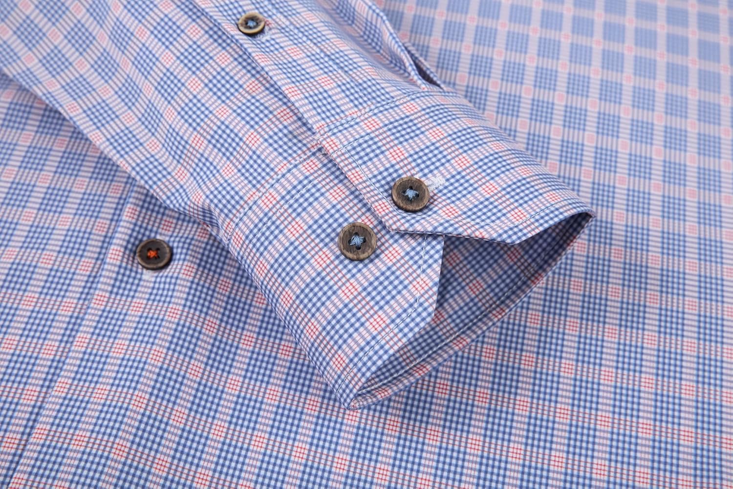 Alex Vando Mens Button Down Shirts Wrinkle Free 4-Way Stretch Print Business Casual Shirt