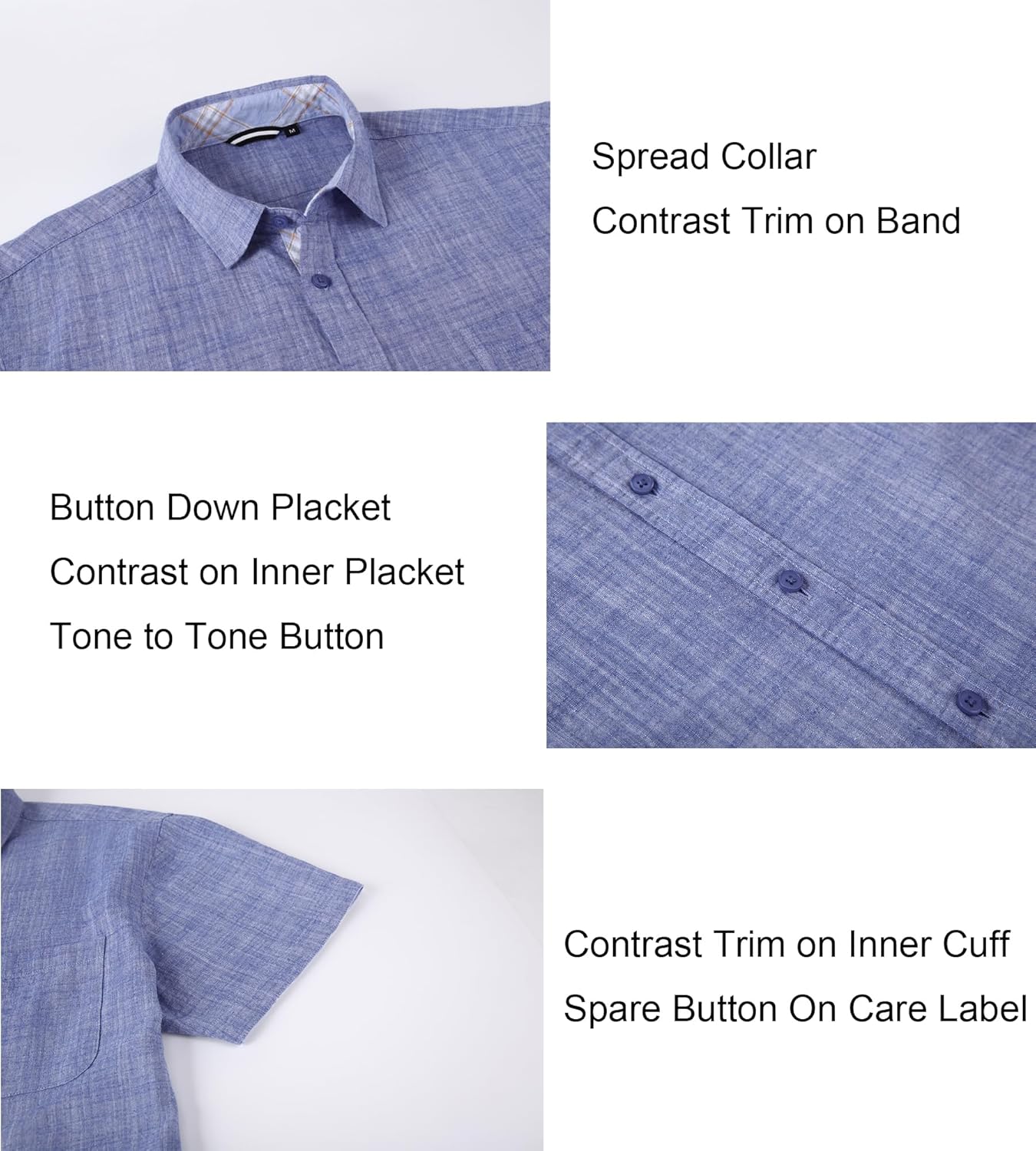 Alex Vando Mens Dress Shirts 4-Way Stretch Wrinkle Free Regular Fit Short Sleeve Men Button Down Shirt