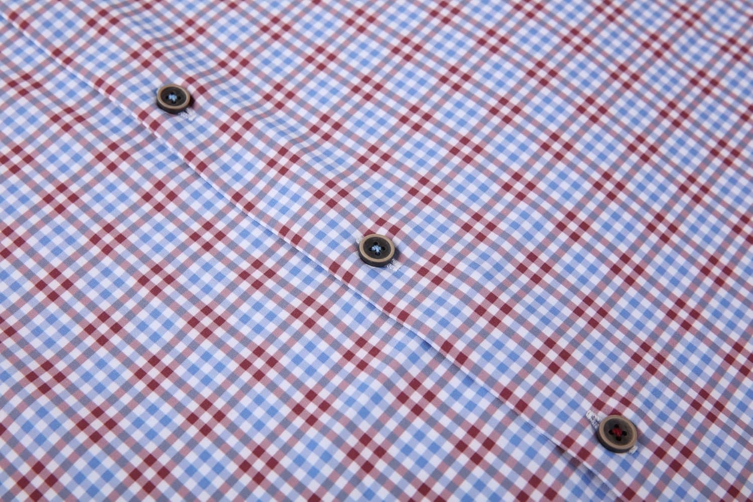 Alex Vando Mens Button Down Shirts Wrinkle Free 4-Way Stretch Short Sleeve Business Casual Shirt