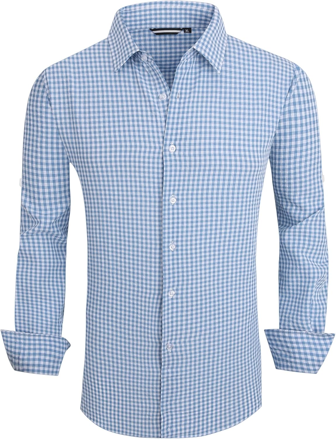 Alex Vando Mens Seersucker Dress Shirts Striped Business Casual Cotton Shirts for Men