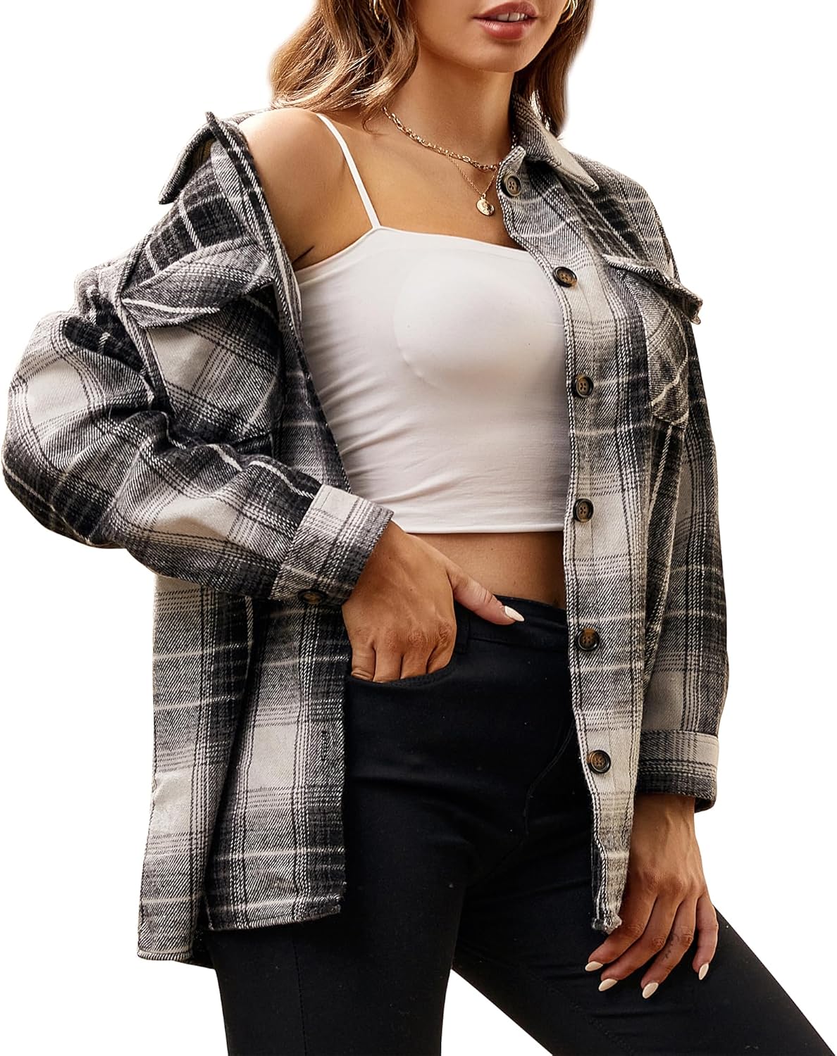 Alex Vando Womens Flannel Shirt Regular Long Sleeve Button Down Flannel Shirts for Women