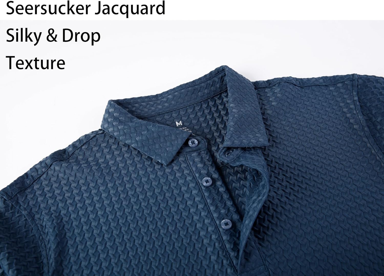 Alex Vando Mens Bubble Jacquard Polo Shirt Super Stretch Short Sleeve Polo Shirts for Men