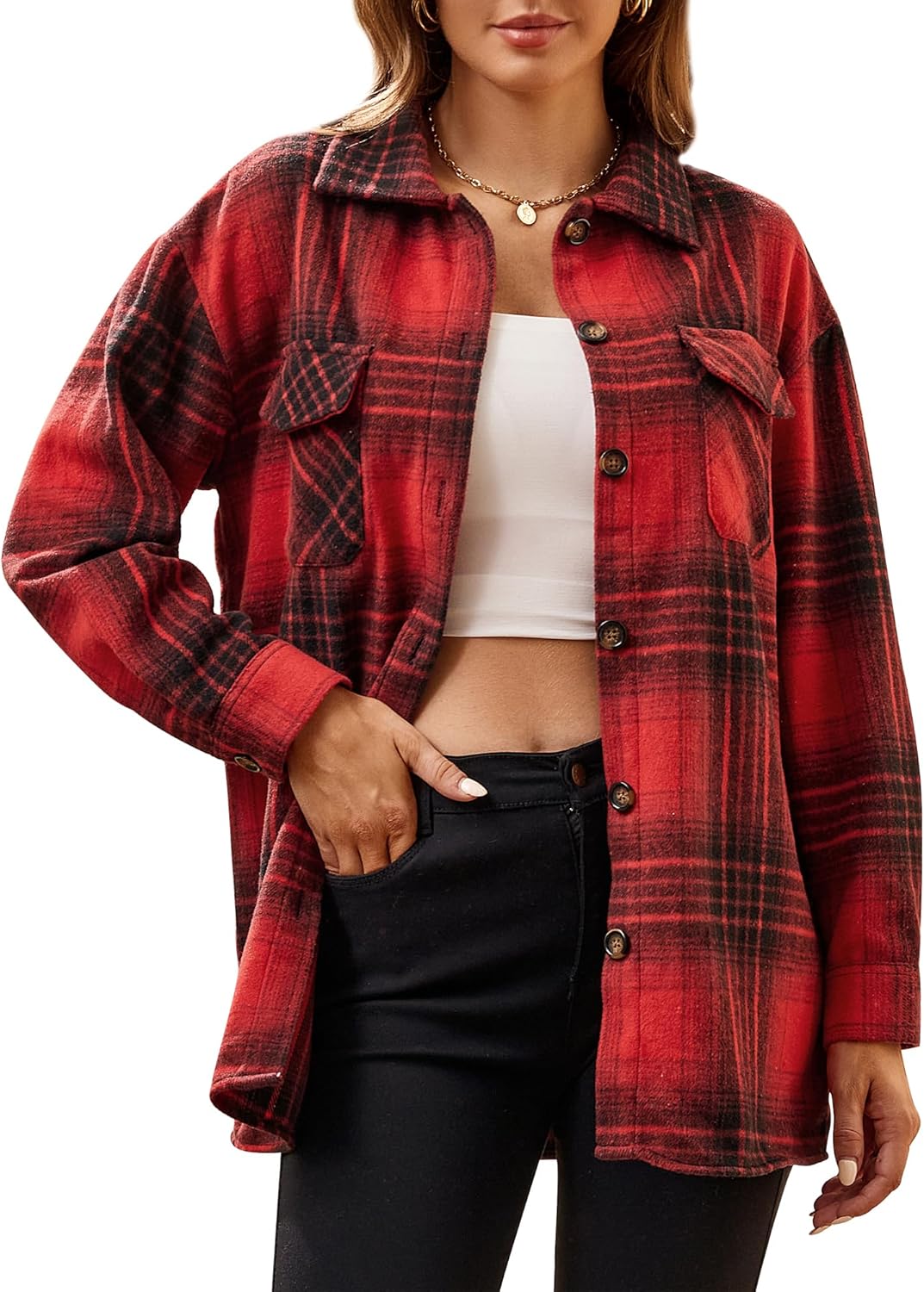 Alex Vando Womens Flannel Shirt Regular Long Sleeve Button Down Flannel Shirts for Women