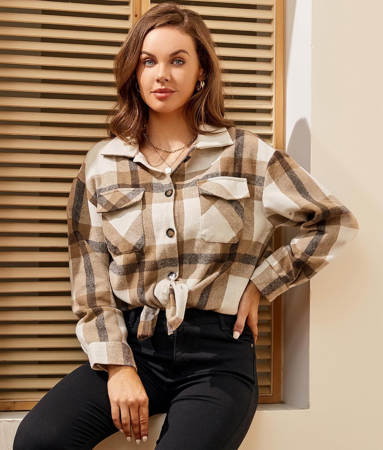 Alex Vando Womens Flannel Shirt Regular Long Sleeve Button Down Flannel Shirts for Women