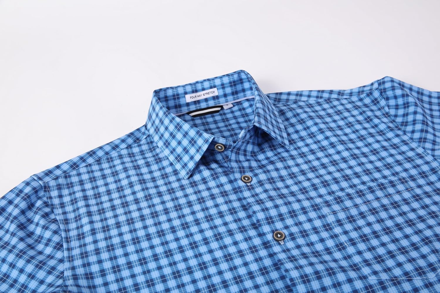 Alex Vando Mens Button Down Shirts Wrinkle Free 4-Way Stretch Short Sleeve Business Casual Shirt