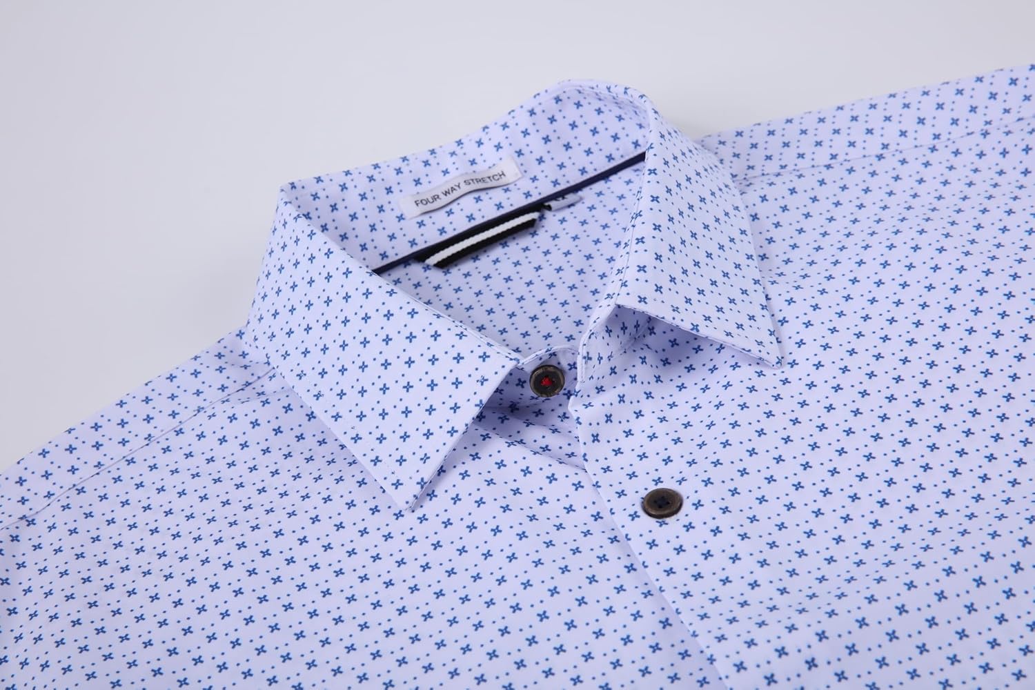 Alex Vando Mens Button Down Shirts Wrinkle Free 4-Way Stretch Print Business Casual Shirt