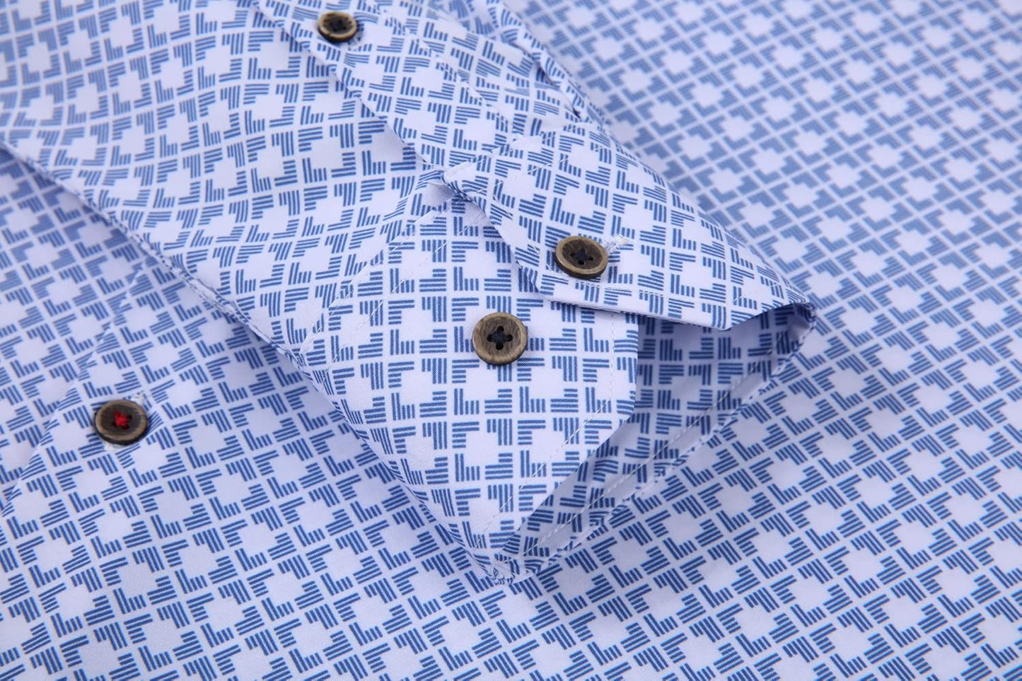 Alex Vando Mens Button Down Shirts Wrinkle Free 4-Way Stretch Print Business Casual Shirt