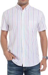 Alex Vando Mens Button Down Shirts Wrinkle Free 4-Way Stretch Short Sleeve Business Casual Shirt