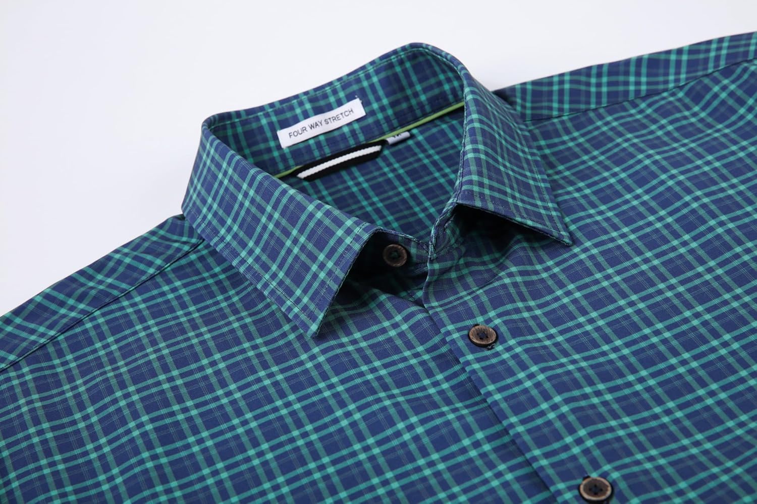 Alex Vando Mens Button Down Shirts Wrinkle Free 4-Way Stretch Print Business Casual Shirt