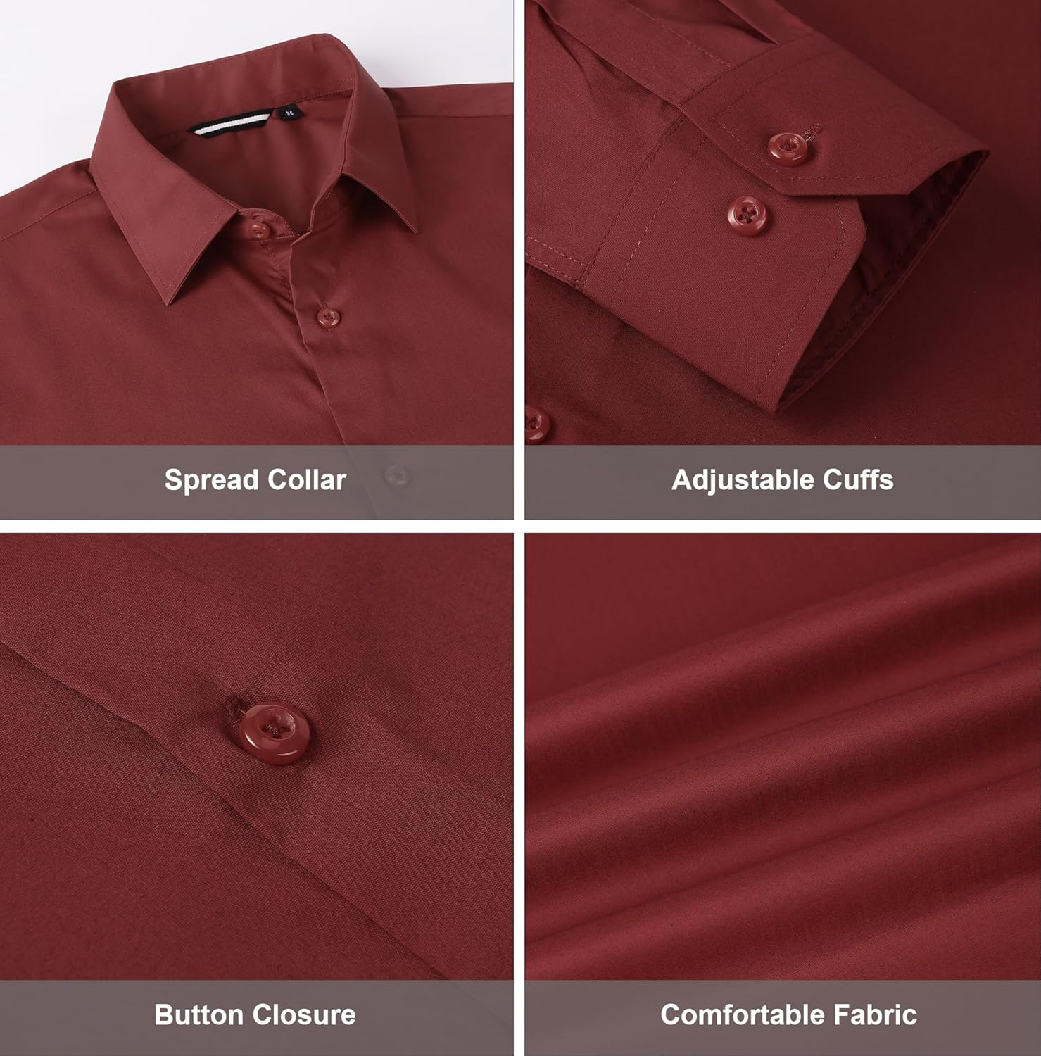 Alex Vando Mens Dress Shirt Wrinkle Free Regular Fit 4-Way Stretch Button Down Shirts