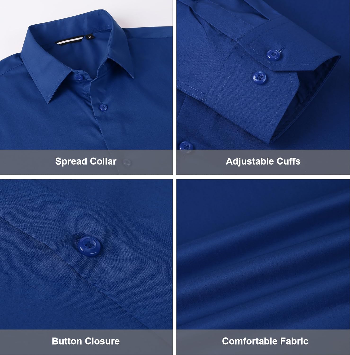 Alex Vando Mens Dress Shirt Wrinkle Free Regular Fit 4-Way Stretch Button Down Shirts