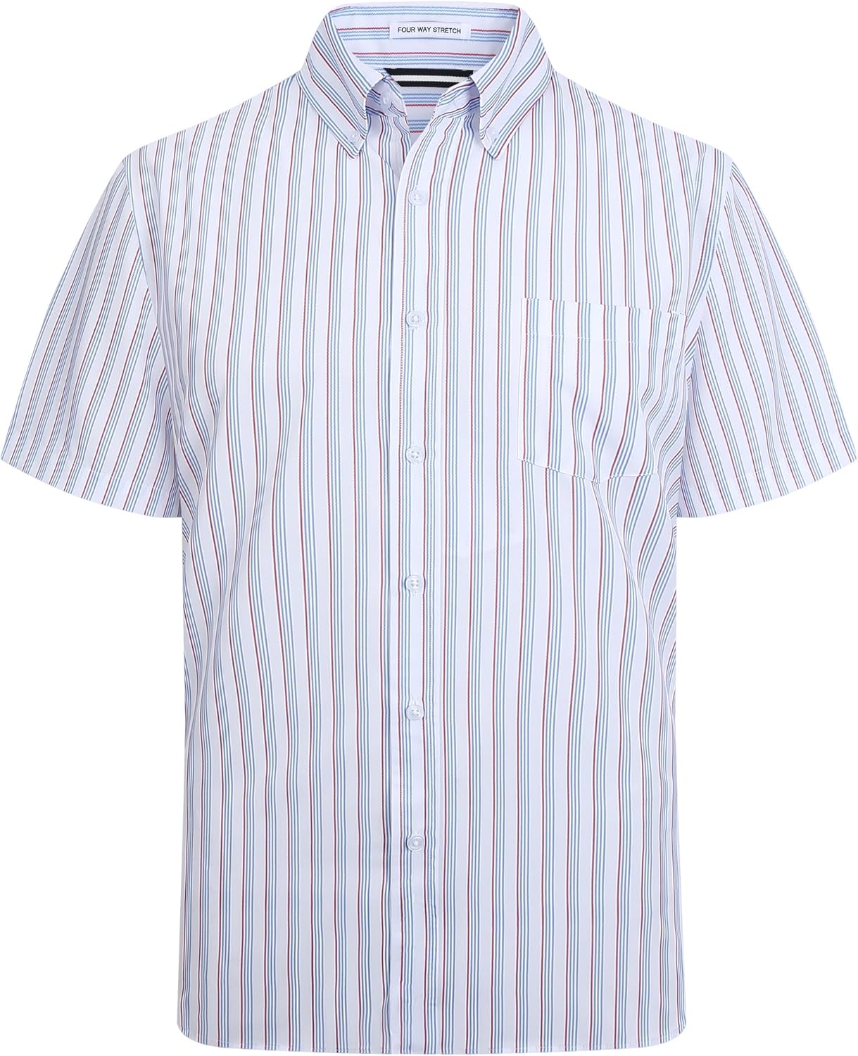 Alex Vando Mens Button Down Shirts Wrinkle Free 4-Way Stretch Short Sleeve Business Casual Shirt