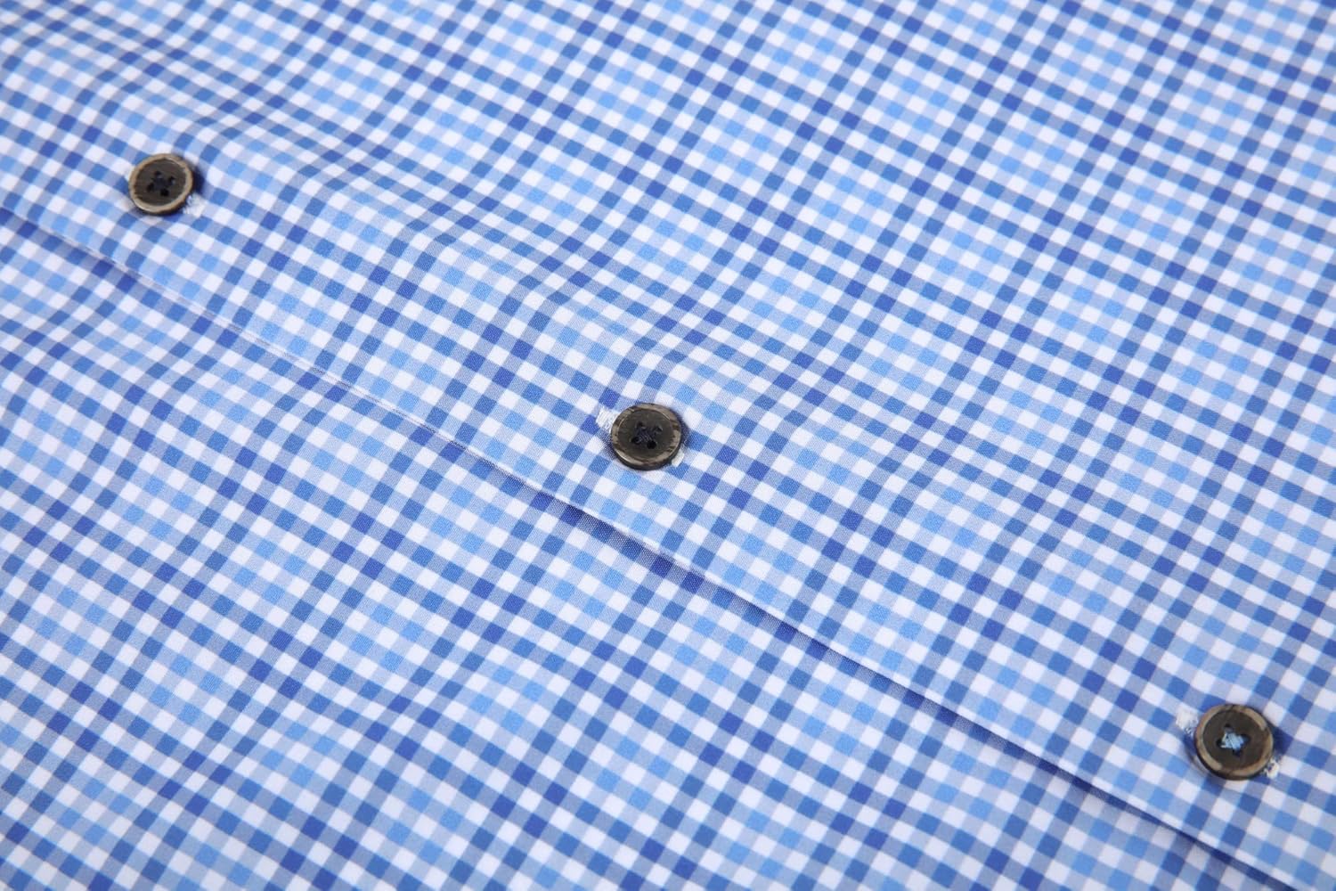 Alex Vando Mens Button Down Shirts Wrinkle Free 4-Way Stretch Print Business Casual Shirt