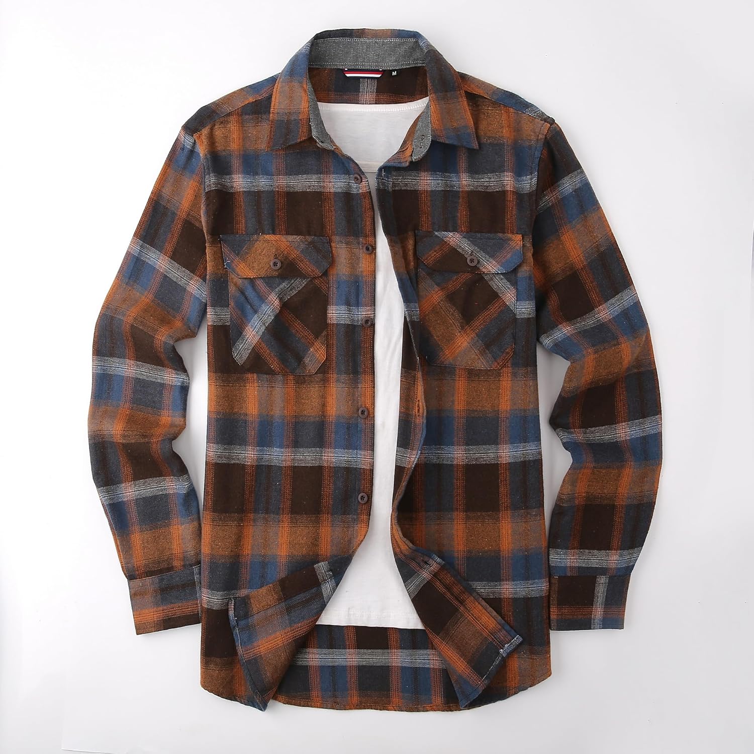 Alex Vando Men's Casual Plaid Flannel Shirt