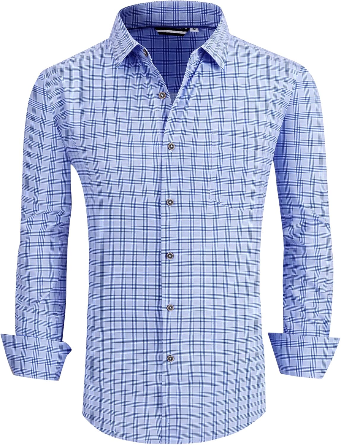 Alex Vando Mens Button Down Shirts Wrinkle Free 4-Way Stretch Print Business Casual Shirt