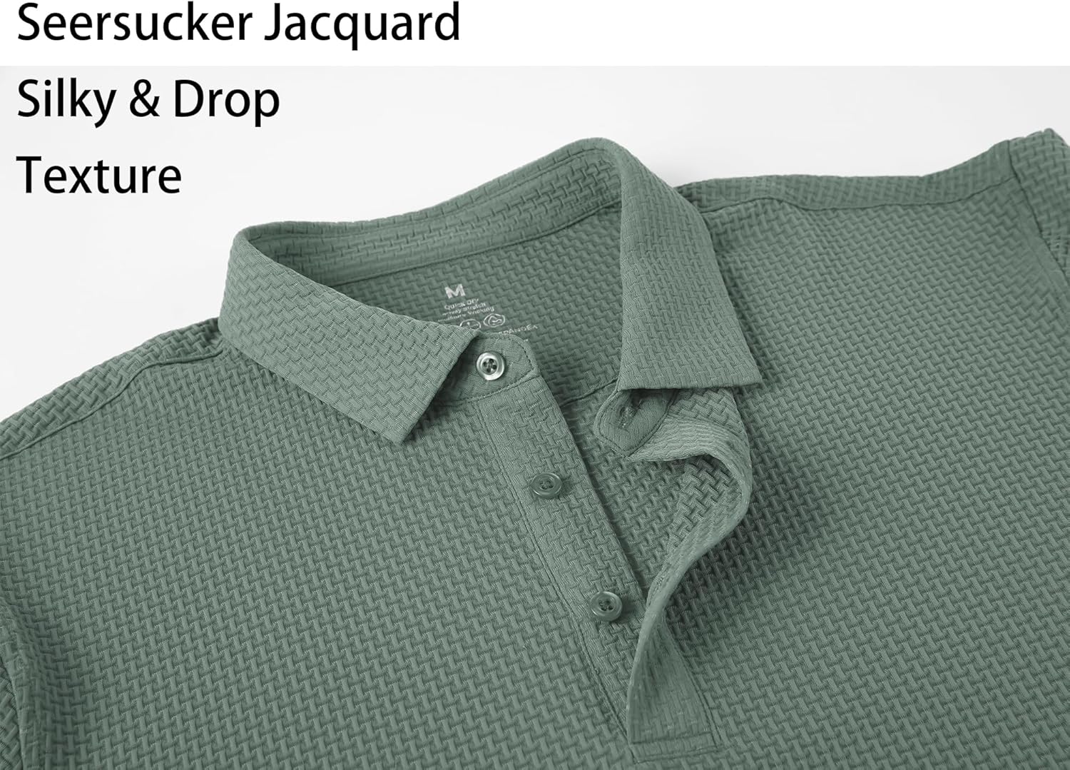 Alex Vando Mens Bubble Jacquard Polo Shirt Super Stretch Short Sleeve Polo Shirts for Men