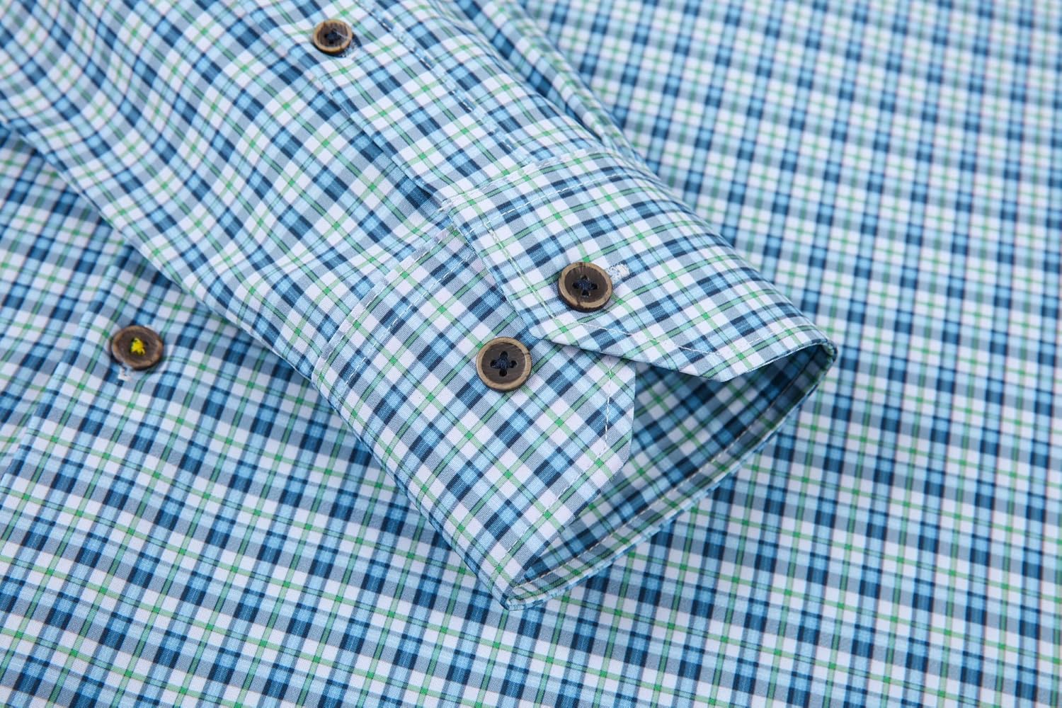 Alex Vando Mens Button Down Shirts Wrinkle Free 4-Way Stretch Print Business Casual Shirt