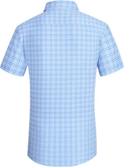 Alex Vando Mens Button Down Shirts Wrinkle Free 4-Way Stretch Short Sleeve Business Casual Shirt
