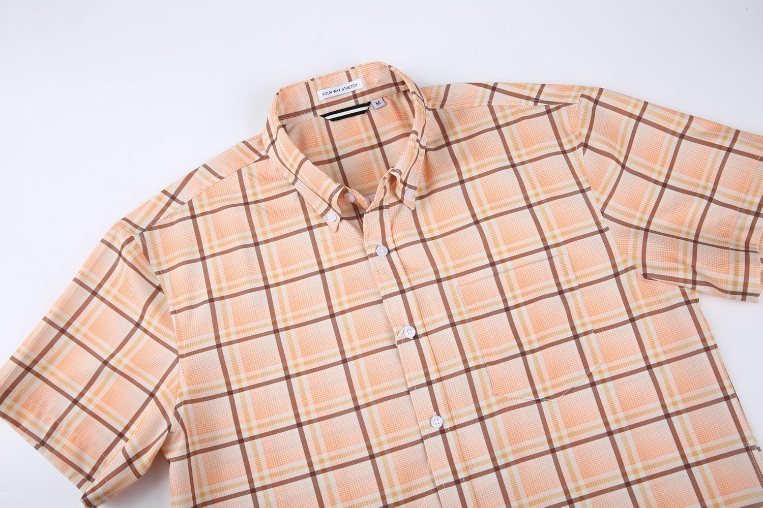 Alex Vando Mens Button Down Shirts Wrinkle Free 4-Way Stretch Short Sleeve Business Casual Shirt