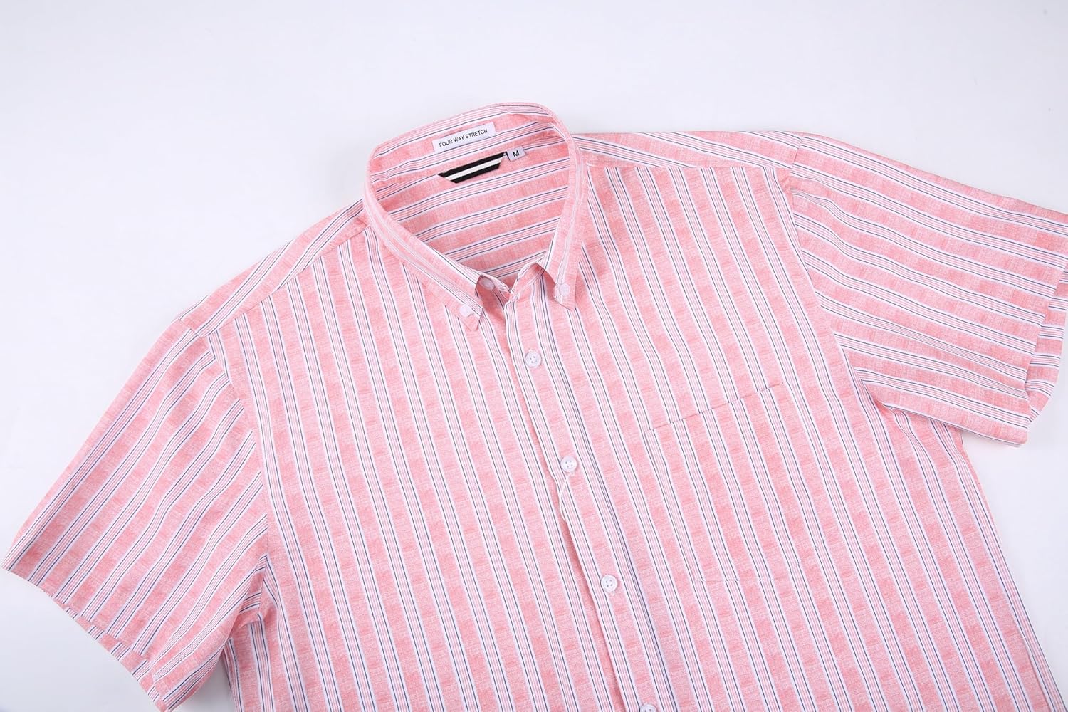 Alex Vando Mens Button Down Shirts Wrinkle Free 4-Way Stretch Short Sleeve Business Casual Shirt