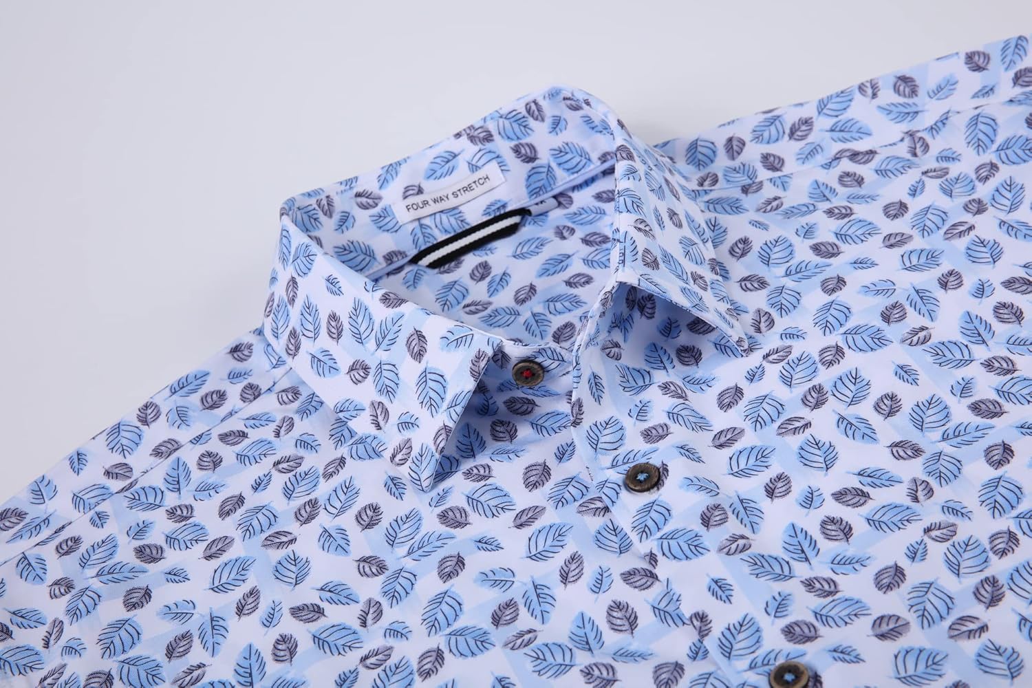 Alex Vando Mens Button Down Shirts Wrinkle Free 4-Way Stretch Print Business Casual Shirt