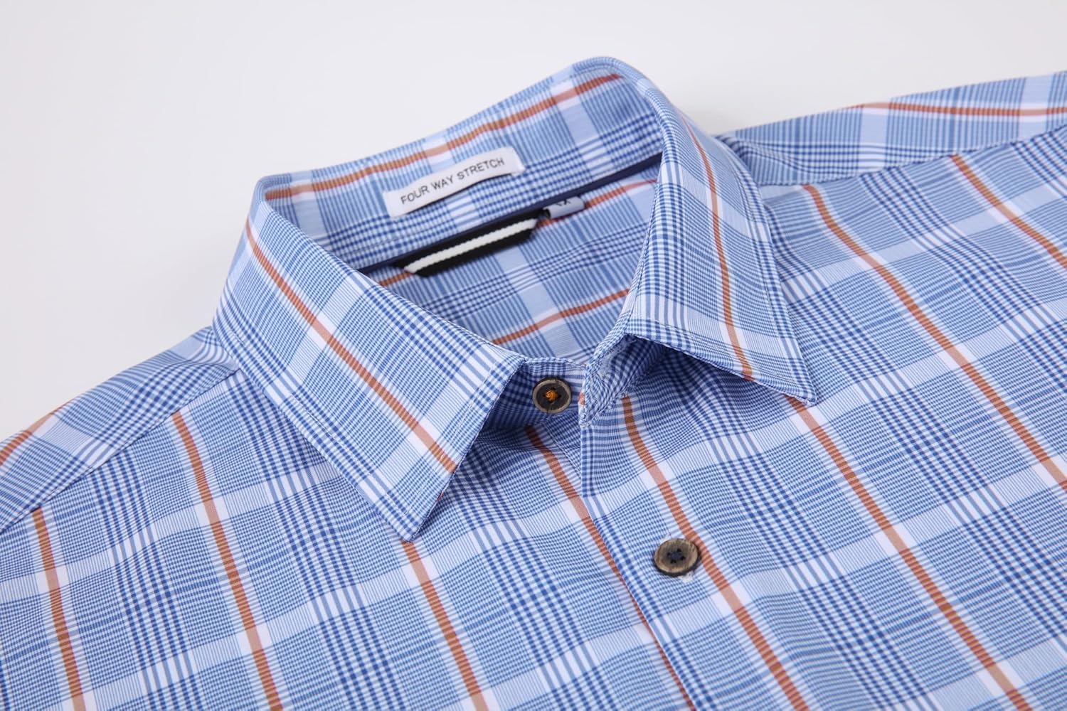 Alex Vando Mens Button Down Shirts Wrinkle Free 4-Way Stretch Print Business Casual Shirt