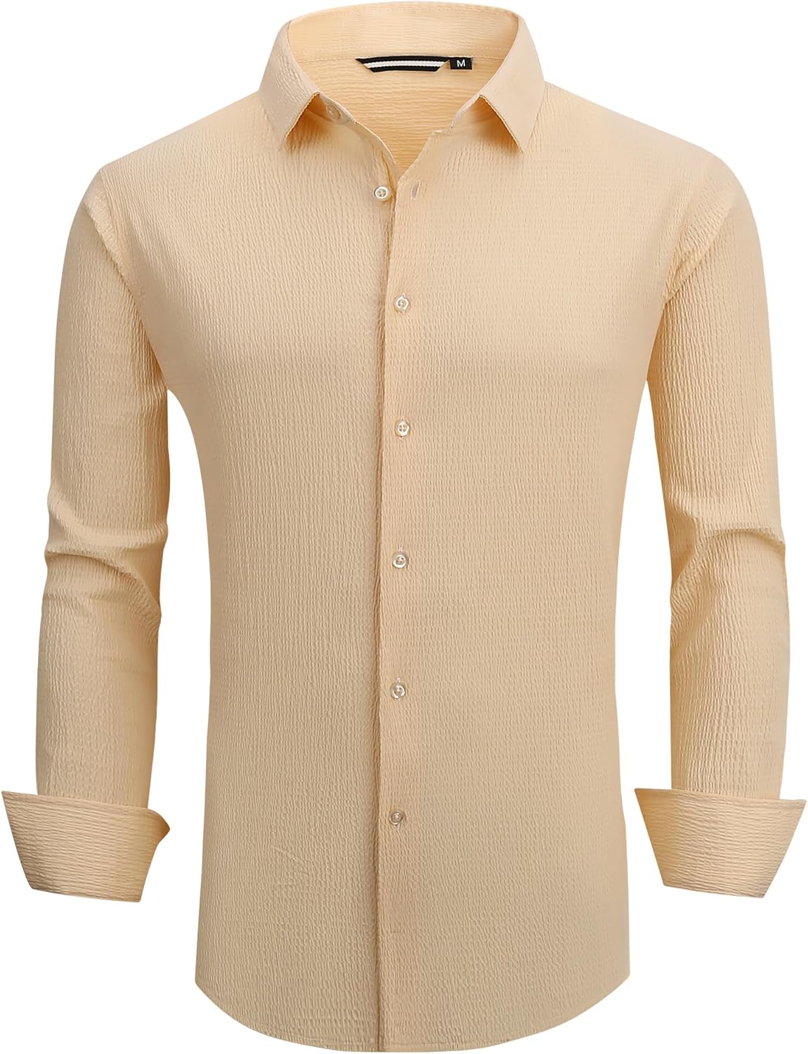 Alex Vando Mens Seersucker Dress Shirts Striped Business Casual Cotton Shirts for Men