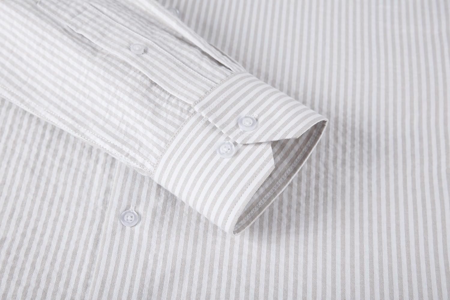 Alex Vando Mens Seersucker Dress Shirts Striped Business Casual Cotton Shirts for Men